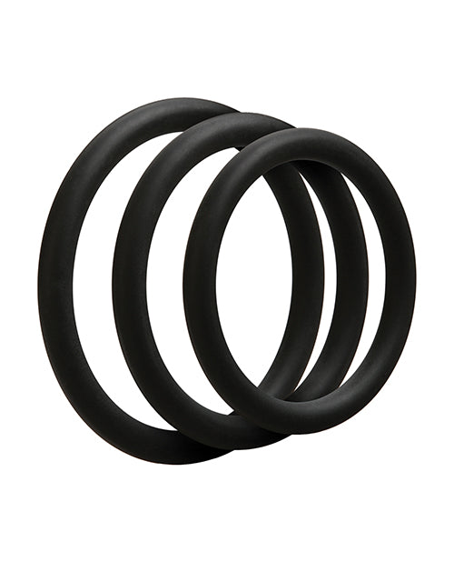 OptiMALE 3 C-Ring Set Silicone Cock Ring Thin (3 piece kit) - Black