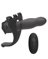 Body Extensions Be Aroused Silicone Strap-On Rechargeable Vibrating Harness with Slim Dildo and Remote Control 7in - 2 piece set - Black