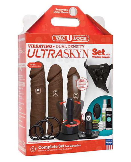 Vac-U-Lock Vibrating Dual Density ULTRASKYN Set w/Wireless Remote - Chocolate