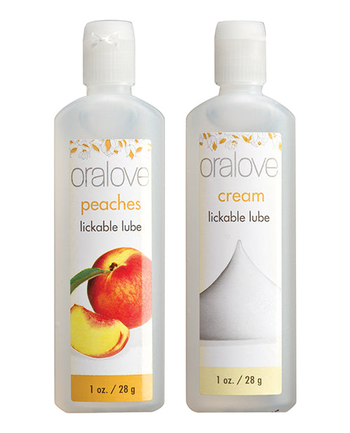 Oralove Delicious Duo Lickable Peaches and Cream Water Based Lubricant 1oz (2 per set)