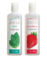 Oralove Delicious Duo Lickable Strawberry and Mint Water Based Lubricant 1oz (2 per set)