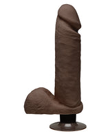 The D Perfect D Ultraskyn Vibrating Dildo with Balls 8in - Chocolate