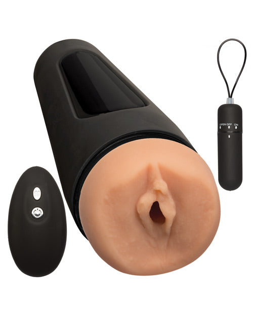 Main Squeeze The Original Vibro Ultraskyn Vibrating Masturbator with Bullet and Remote Control - Pussy - Vanilla