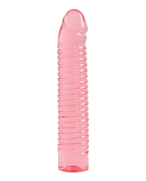 Vivid Sunrise Ribbed Jellie Dildo 7in - Pink