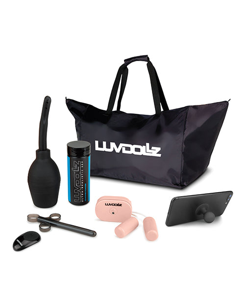LuvDollz Remote Controlled Vibrating Rechargeable Masturbator with Bullets and Remote Control - Pussy and Ass - Vanilla