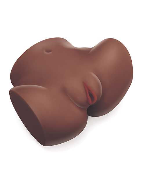 LuvDollz Remote Controlled Spread Eagle Vibrating Rechargeable Masturbator with Bullets and Remote Control - Pussy and Ass - Chocolate