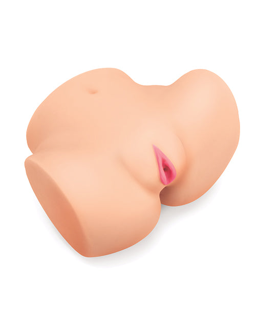 LuvDollz Remote Controlled Spread Eagle Vibrating Rechargeable Masturbator with Bullets and Remote Control - Pussy and Ass - Vanilla