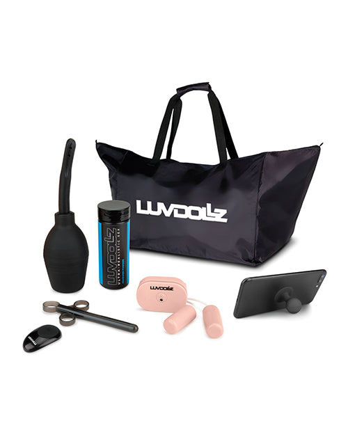 LuvDollz Remote Controlled Doggy Style Vibrating Rechargeable Masturbator with Bullets and Remote Control - Pussy and Ass - Vanilla