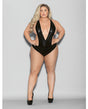 Euphoria Wet Look Deep V Teddy Black O/Q