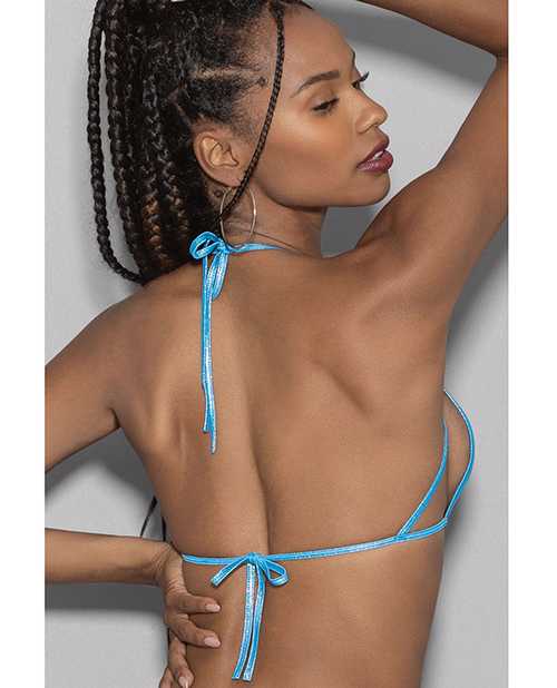 Blue Crystal Black Light Dancewear Tri Bra Blue O/S