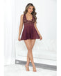 Criss Cross Floral Mesh Babydoll Merlot SM