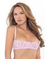 Lace Bra w/Underwire Boning Cups Pink 36