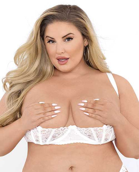 Lace Bra w/Underwire Boning Cups White 42