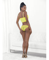 Neon Lace Corset Top w/Ring Accent & Panty Neon Lime LG