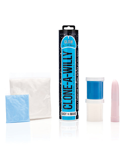 Clone-A-Willy Silicone Dildo Molding Kit with Vibrator - Glow In The Dark - Blue