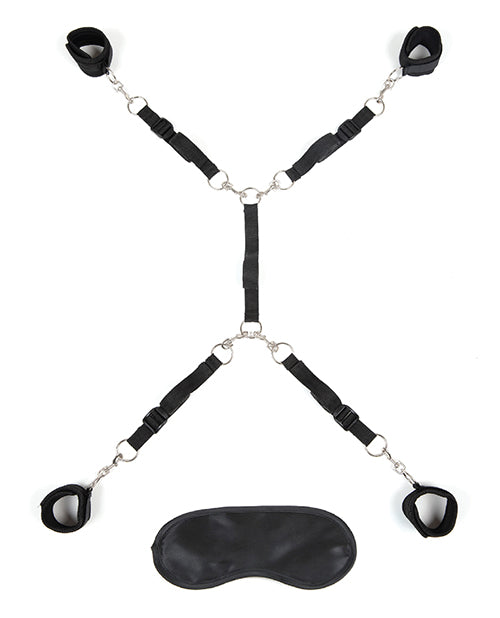 Lux Fetish Bed Spreader Restraint System (7 Piece Set) - Black