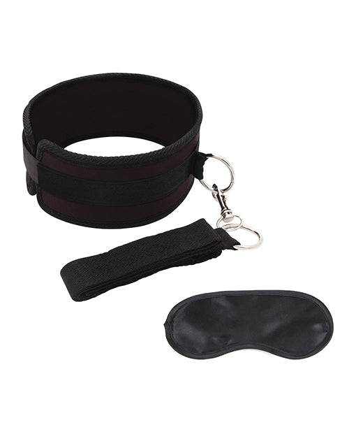 Lux Fetish Collar and Leash Set Adjustable - Black