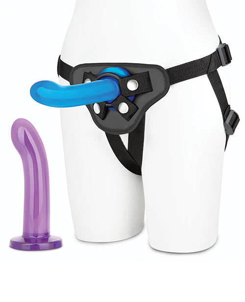 Lux Fetish Beginners Strap-on and Pegging Set 3 Piece - Blue/Purple