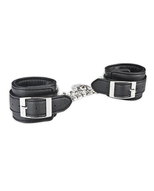 Lux Fetish Unisex Leatherette Cuffs Adjustable - Black