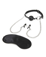 Lux Fetish Breathable Ball Gag with Nipple Clamps Adjustable