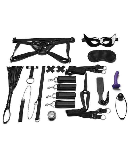 Lux Fetish Everything You Need Bondage In-A-Box Bedspreader Set (12 piece set) - Black