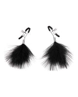 Lux Fetish Feather Nipple Clamps - Black