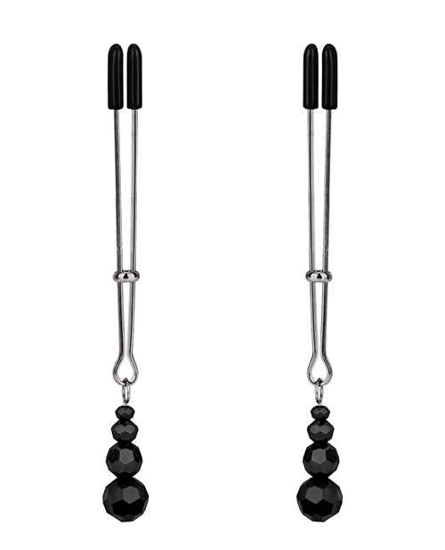 Lux Fetish Adjustable Tweezer Nipple Clips - Black