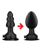 Lux Fetish Inflatable Vibrating Butt Plug with Suction Base and Remote Control 4in - Black