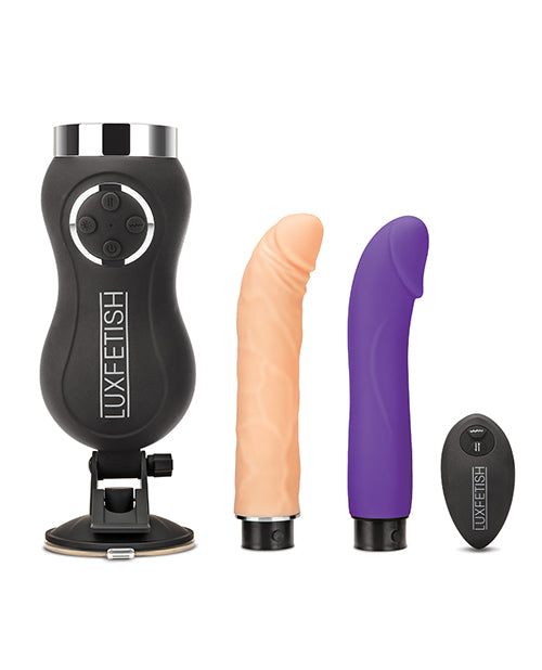 Lux Fetish Thrusting Rechargeable Compact Sex Machine with Remote Control - Vanilla/Purple