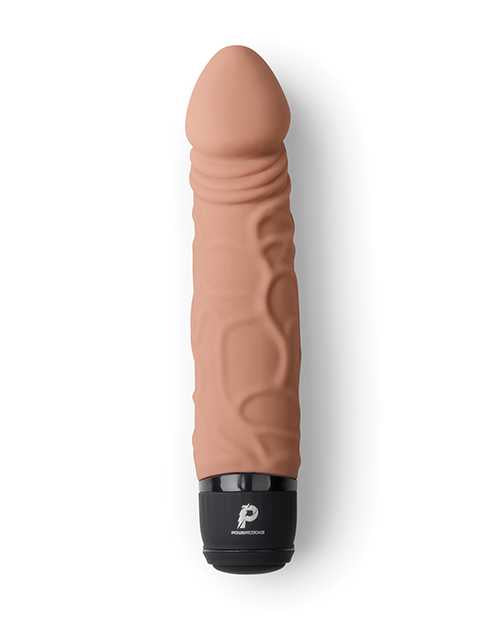 Powercocks Silicone Rechargeable Realistic Vibrator 6.5in - Caramel