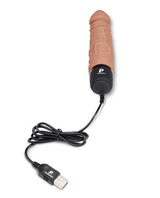 Powercocks Silicone Rechargeable Realistic Vibrator 6.5in - Caramel