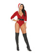 Santa's Tease Deep V Velvet Teddy w/Detachable Elastic Belt - Red/White LG