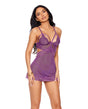 Chloe Lace & Mesh Strappy Babydoll w/G-String - Magenta LG