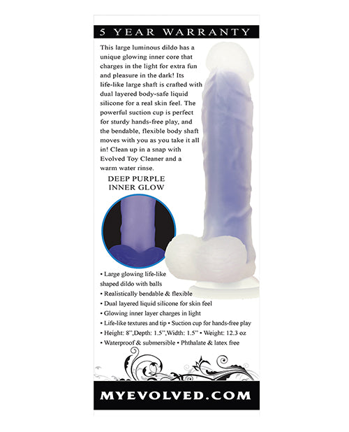 Luminous Dildo Silicone Realistic Dildo Glow-In-The-Dark 8in - Purple