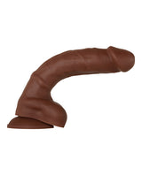 Real Supple Poseable Silicone Dildo with Balls 8.25 in - Chocolate