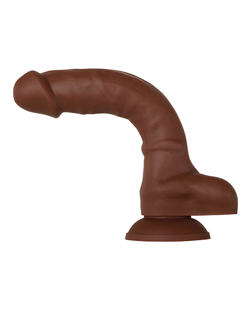 Real Supple Poseable Silicone Dildo with Balls 8.25 in - Chocolate