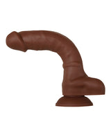 Real Supple Poseable Silicone Dildo with Balls 8.25 in - Chocolate