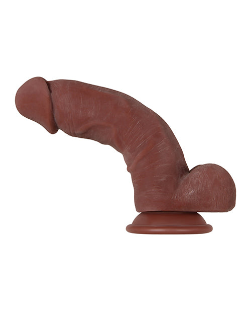 Real Supple Girthy Poseable Dildo with Balls 8.5in - Chocolate