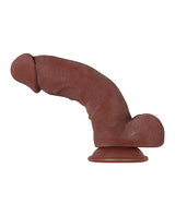 Real Supple Girthy Poseable Dildo with Balls 8.5in - Chocolate