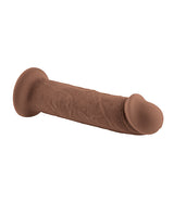 Girthy Vibrating Rechargeable Silicone Dildo 7in - Caramel