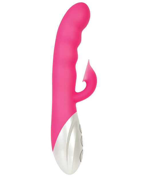 Instant-O Rechargeable Silicone G-Spot Vibrator with Clitoral Suction - Pink