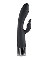 Heat Up and Chill Rechargeable Silicone Heating and Cooling G-Spot Dual Stim Vibrator - Black