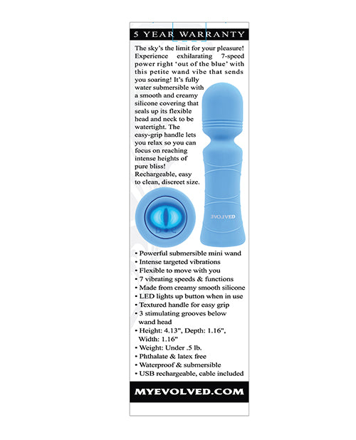 Out of The Blue Rechargeable Silicone Wand Vibrator - Blue