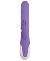 Thick and Thrust Bunny Rechargeable Silicone Rabbit Vibrator with Length Thrusting and Girth Expanding Action - Lavender