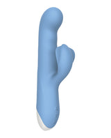 Thump and Thrust Rechargeable Silicone Vibrator with Clitoral Stimulator - Blue