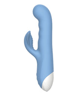 Thump and Thrust Rechargeable Silicone Vibrator with Clitoral Stimulator - Blue