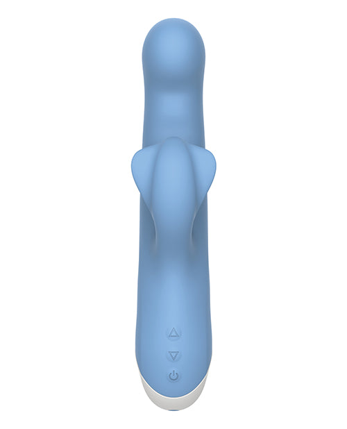 Thump and Thrust Rechargeable Silicone Vibrator with Clitoral Stimulator - Blue