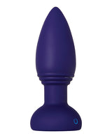 Smooshy Tooshy Rechargeable Silicone Anal Plug with Remote Control - Navy Blue