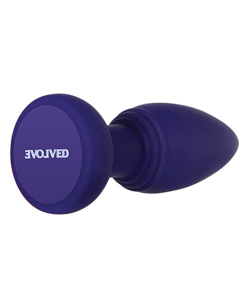 Smooshy Tooshy Rechargeable Silicone Anal Plug with Remote Control - Navy Blue