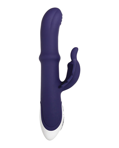 Put A Ring On It Rechargeable Silicone Vibrator with Sliding Shaft Ring - Purple